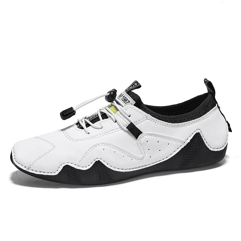 Variant image for Stylish Men's Casual Loafers - Handmade White Flat Bottom Shoes for Daily Wear, Comfortable Oversized Fit-2