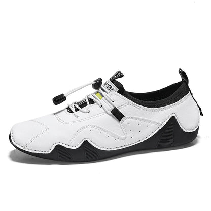 Variant image for Stylish Men's Casual Loafers - Handmade White Flat Bottom Shoes for Daily Wear, Comfortable Oversized Fit-2