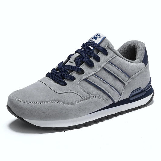 Mens Casual Shoes - Breathable Leather Sneakers, Stylish Black Casual Footwear for Autumn-1