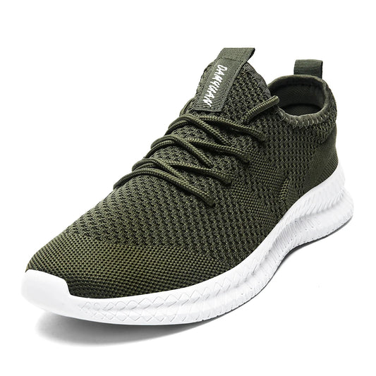Lightweight Breathable Men's Running Shoes – Non-Slip White Sports Trainers for Casual Wear and Outdoor Activities-1